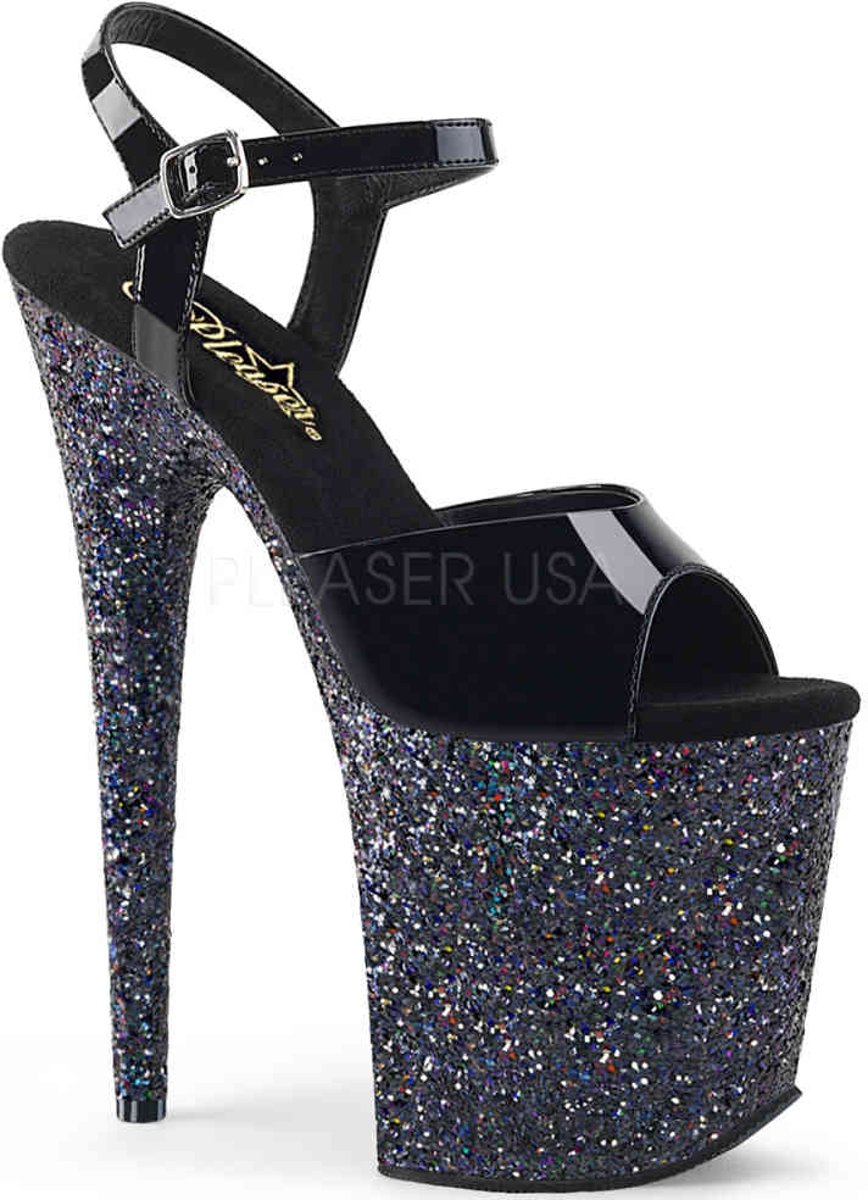 EU 36 = US 6 | FLAMINGO-809LG | 8 Heel, 4 PF Ankle Strap Sandal w/ Glitter Bottom